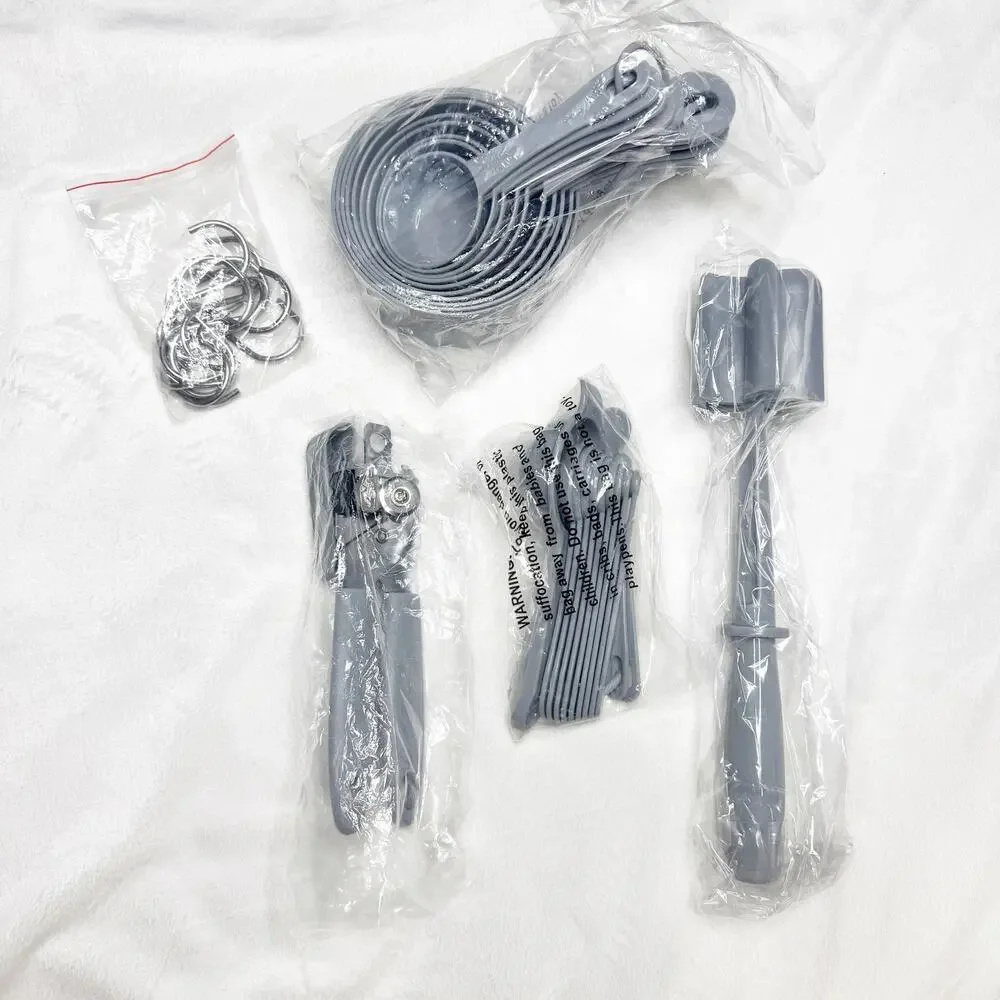NEW 46 Pc Gray Silicone Kitchen Utensil Cooking Measuring Baking Set Gift Idea